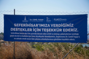 Seferihisar’da asfalt seferberliği Teos Caddesi’nde devam ediyor
